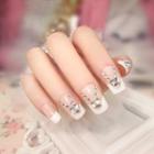 Rhinestone Faux Nail Tips D19 - White - One Size