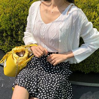 Set: Cable-knit Cardigan + Sleeveless Knit Top