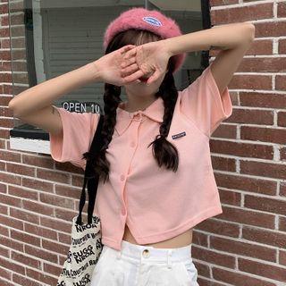 Short-sleeve Asymmetrical Button-up T-shirt