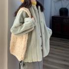 Furry Buttoned Jacket Mint Green - One Size