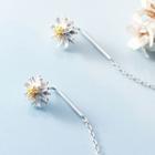 925 Sterling Silver Daisy Dangle Earring 1 Pair - S925 Silver - White Daisy - Silver - One Size