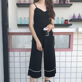 Set: Spaghetti Strap Knit Top + Capri Pants