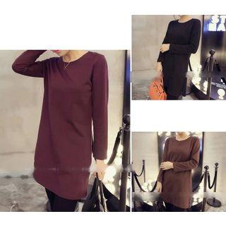 Plain Long-sleeve T-shirt Dress