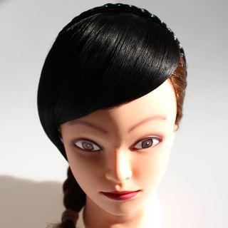 Braid Headband With Hair Fringe Headpiece - Straight