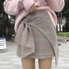 Plaid Knot A-line Mini Skirt