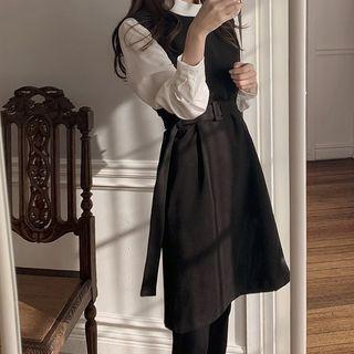 Mini A-line Overall Dress / Plain Blouse