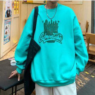 Fries Print Lettering Sweatshirt