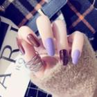 Plain Faux Nail Tips T1 - Light Purple & Brown - One Size