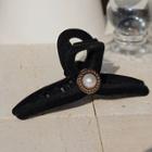 Faux Pearl Velvet Hair Clamp 1 Pc - Black - One Size