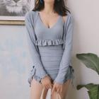 Long-sleeve Knot Front Swimsuit