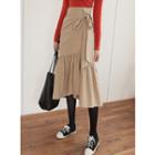 Tie-waist Shirred Midi Wrap Skirt
