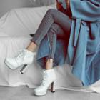Genuine Leather Chunky Heel Lace-up Short Boots
