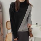 Two-tone Cable Knit Panel Sweater