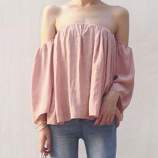 Plain Off Shoulder 3/4 Sleeve Blouse