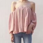 Plain Off Shoulder 3/4 Sleeve Blouse