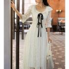 Bell-sleeve Lace Midi Dress