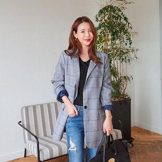 One-button Checked Blazer