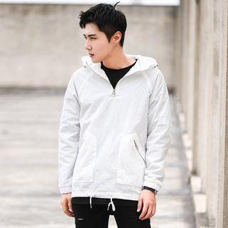 Drawstring Hem Hooded Windbreaker