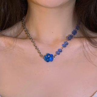 Floral Necklace Blue - One Size