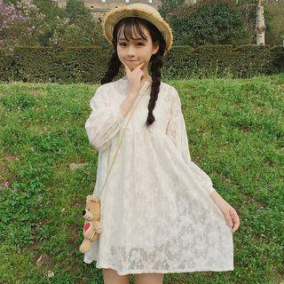 Set: 3/4-sleeve Lace Mini Dress + Slipdress