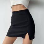 High-waist Split Mini A-line Skirt