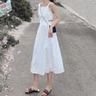 Sleeveless Cutout-waist Midi A-line Dress