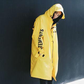 Lettering Hooded Long Zip Jacket