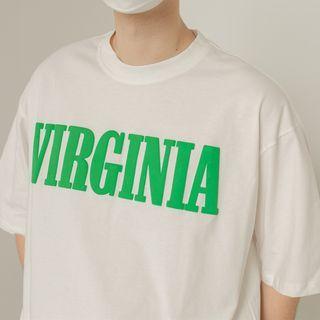 Lettering Round-neck Short-sleevetee