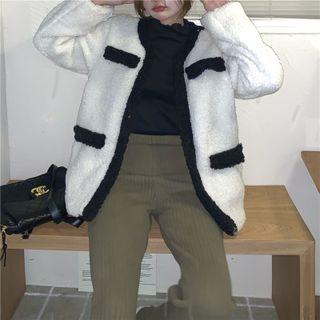 Fluffy Jacket / Long-sleeve Plain T-shirt