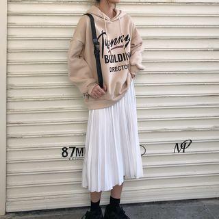 Letter Hoodie / Pleated Skirt