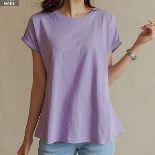 Rollup-sleeve A-line T-shirt