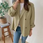 Double-breasted Linen Blend Trench Jacket