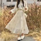 Maxi Mesh Embroidered Skirt Almond - One Size