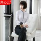 Stand Collar Long-sleeve Shirt / Dress Pants