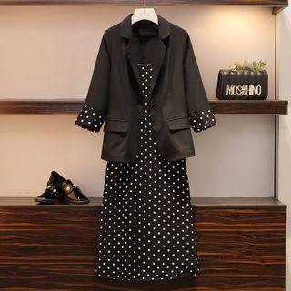 Set: Blazer + Sleeveless Dotted Dress