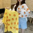 Orange Print Long-sleeve T-shirt