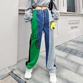 Printed Color Block Cropped Harem Pants