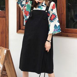 Printed 3/4-sleeve Blouse / Midi Jumper Dress