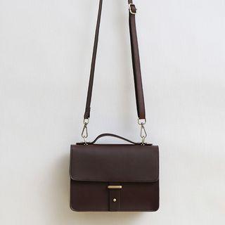 Faux Leather Shoulder Bag Coffee - One Size