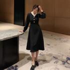 Long-sleeve Scallop Collar A-line Dress