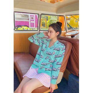 Barbie California Summer Letter Cardigan Mint Green - One Size