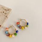 Bead Alloy Hoop Earring 1 Pair - Gold & Blue & Yellow - One Size