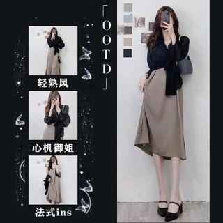 Spaghetti-strap Midi A-line Dress / Jacket / Set