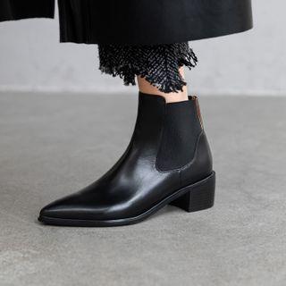 Pointed Block-heel Short Boots