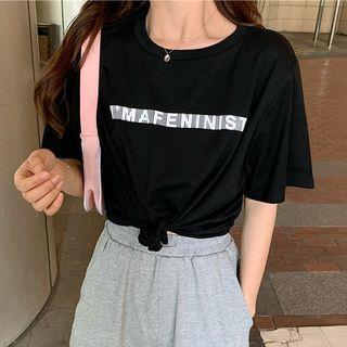 Lettering Cropped Short-sleeve Top