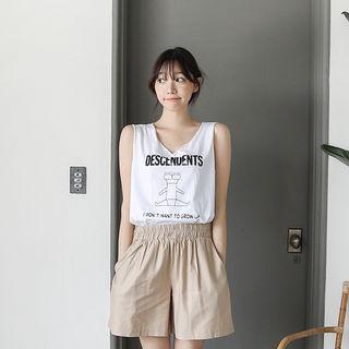Sleeveless Illustration Cotton Top