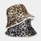 Reversible Leopard Print Fluffy Bucket Hat