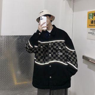 Logo Check Panel Denim Jacket
