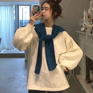 Lantern-sleeve Pullover / Knit Cape