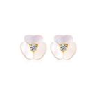Sterling Silver Plated Gold Fashion And Elegant Flower Mother Stud Earrings With Cubic Zirconia Golden - One Size